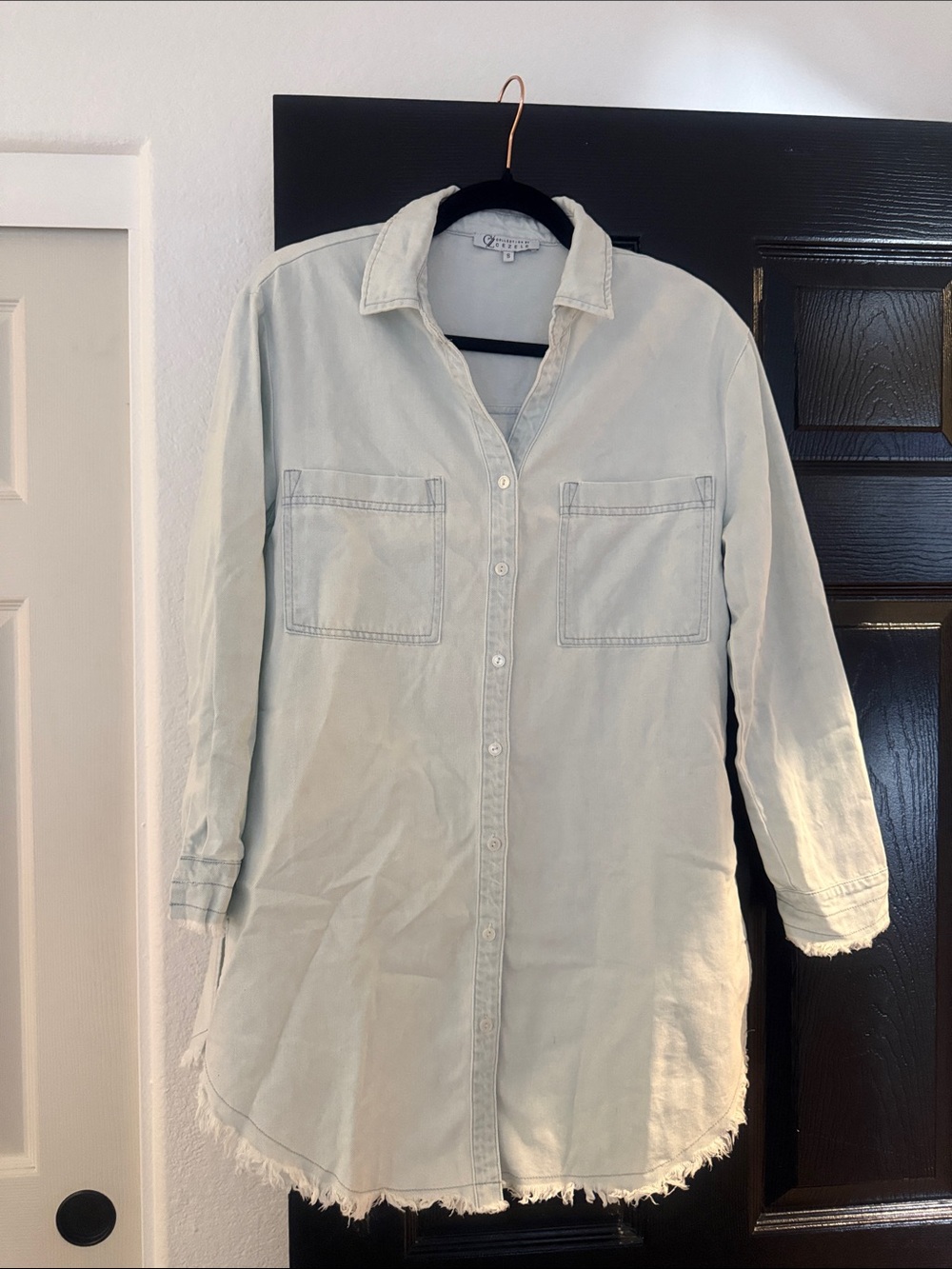 Light Wash Button-Down Shirt Dress - Women Tops